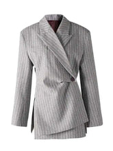 Luxury Pinstripe Asymmetric Blazer
